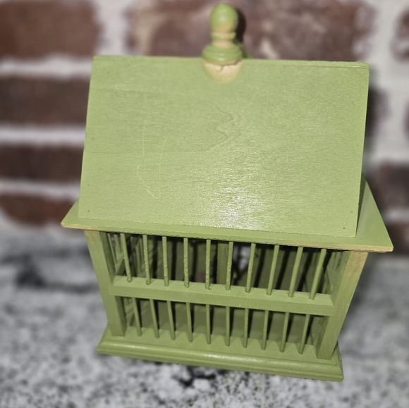 WOODEN BIRD CAGE WITH BIRD.. HANDMADE - Picture 5 of 5